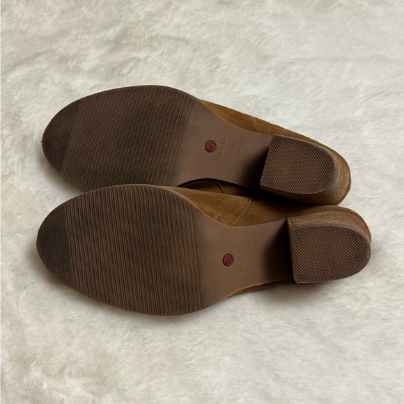 Blondo Slip On Brown Suede Mules Waterproof Block Heel Size 9.5 Classic Boho - Picture 9 of 13